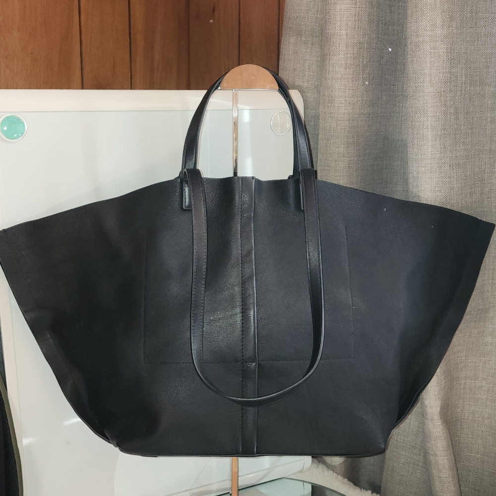 All Saints Black Leather Tote Bag - Picture 11 of 12